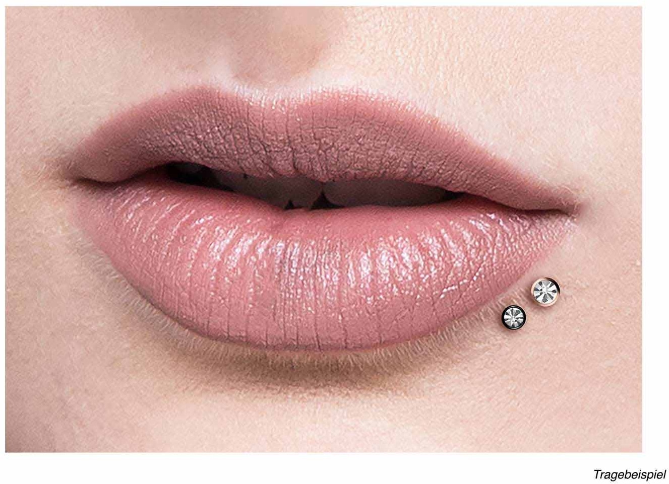 Titanium triple piercing mini labret with internal thread FLAT